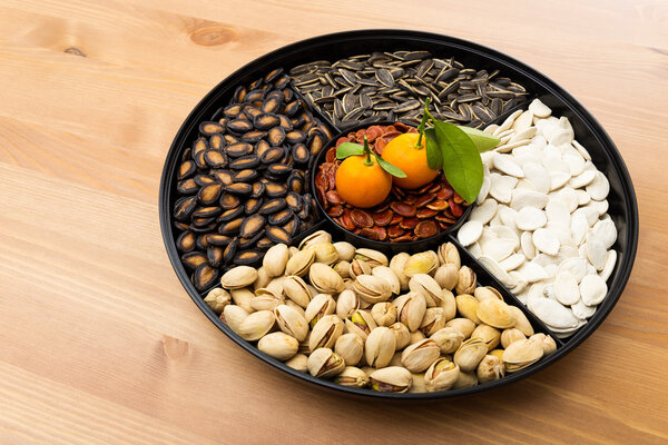 Lunar new year snack box and citrus fruit