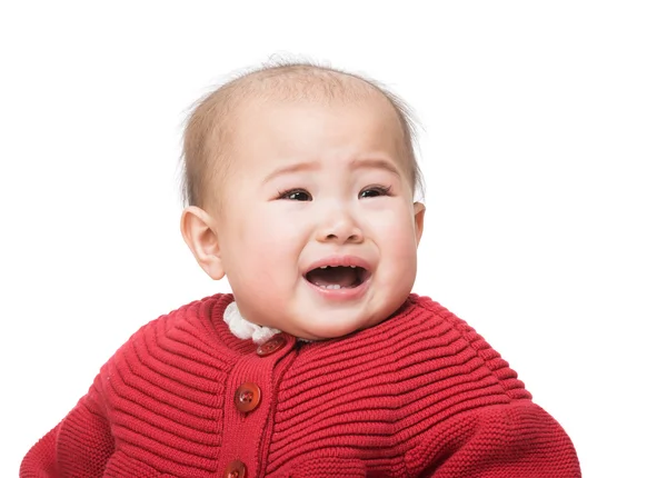 Bebê chorando e isolado em branco — Fotografia de Stock