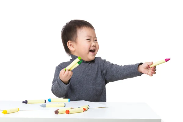 Litte pojke glada för ritning — Stockfoto