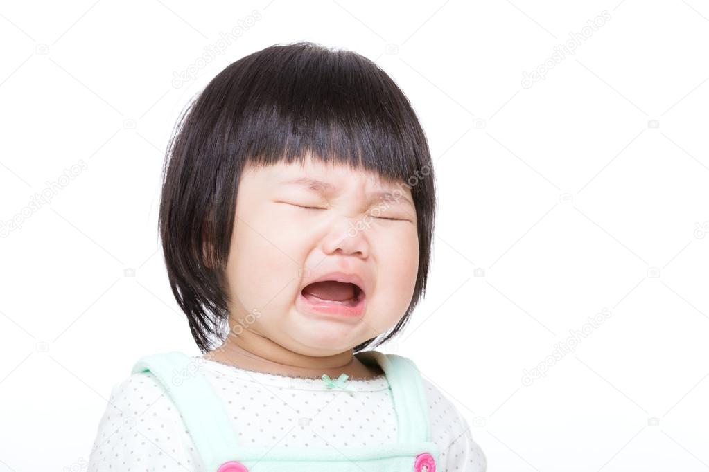 Baby crying and isolated
