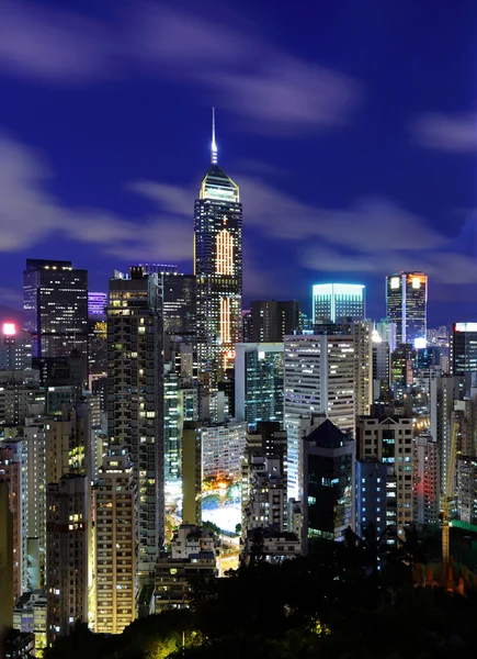 Hong Kong paesaggio urbano di notte — Foto Stock