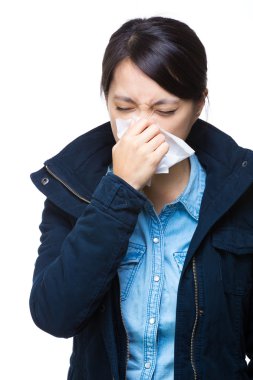 kadın hapşırma portre