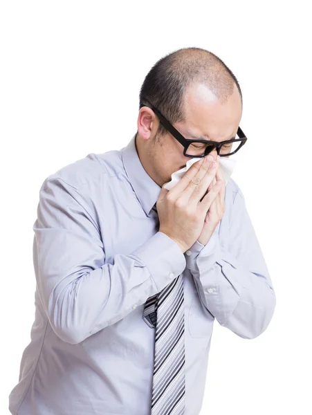 Businessman sneezes — Stock Photo, Image