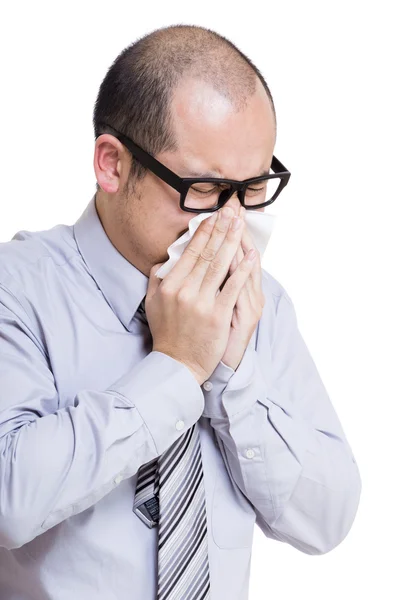 Empresario estornudando — Foto de Stock