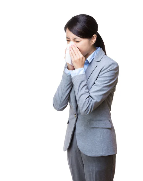 Asia businesswoman feeling unwell — Stock Photo, Image