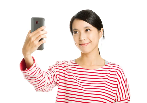 Asiatische Frau nehmen Foto von sich selbst — Stockfoto