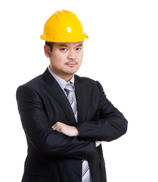 Biznesmen z bezpieczeństwa kapelusz — Zdjęcie stockowe