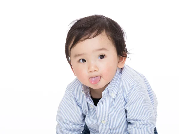 Asian baby making funny face — Stock Photo, Image