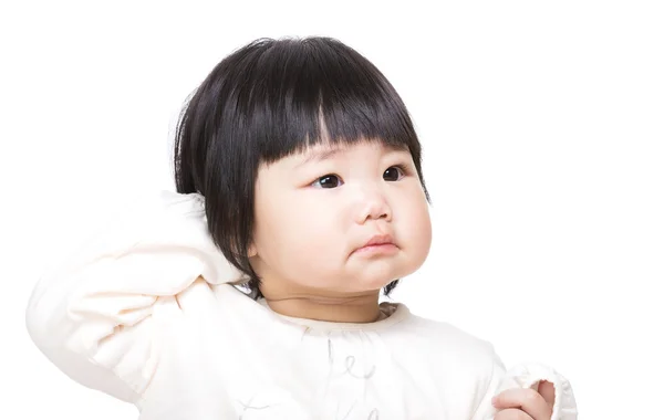 Surprised baby scratching head — Stock Photo, Image