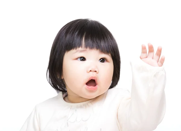 Asiatisk babyhand upp — Stockfoto