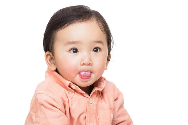 Bambino ragazzo spettacolo lingua — Foto Stock