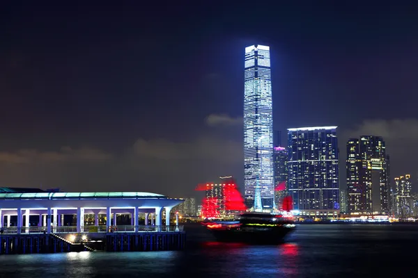 Gece yanında Kowloon hong Kong — Stok fotoğraf