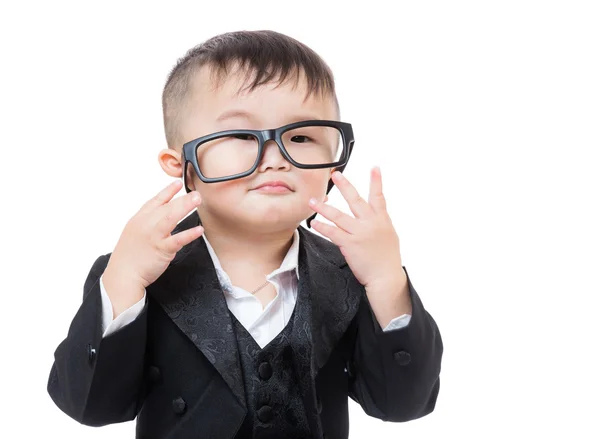 Obchodní dítě nosit brýle — Stock fotografie