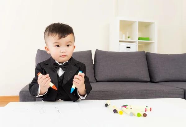 Asien baby pojke kärlek ritning — Stockfoto