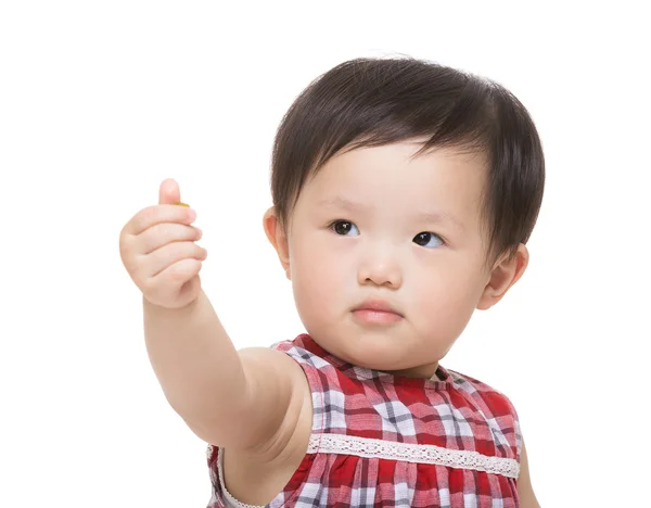 Asia baby girl thumb up — Stock Photo, Image