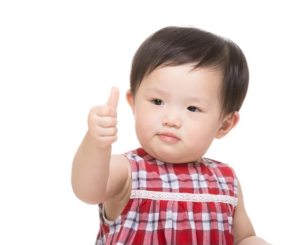 Asia baby girl with thumb up — Stock Photo, Image