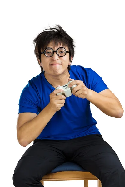 Asia man play tv game — Stock Photo, Image