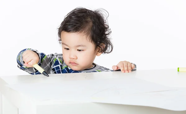 Little boy concentrate on drawing — Stock Photo, Image