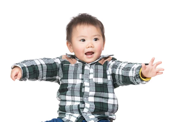 Aziatisch baby jongen hand omhoog — Stockfoto