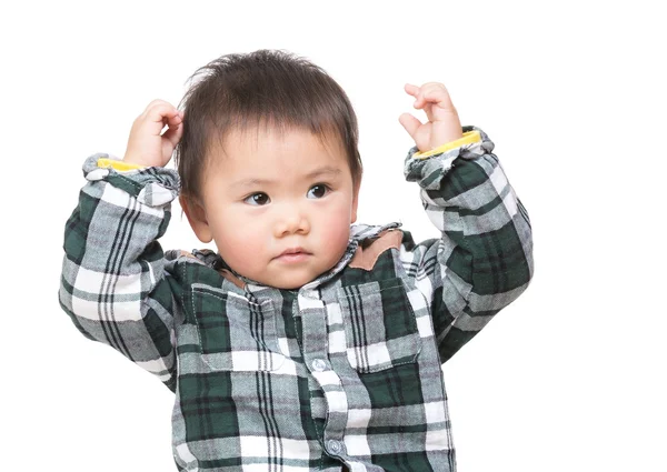 Asiático bebê menino pensando — Fotografia de Stock