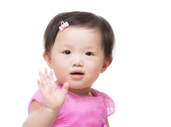 Happy little girl greeting — Stock Photo, Image