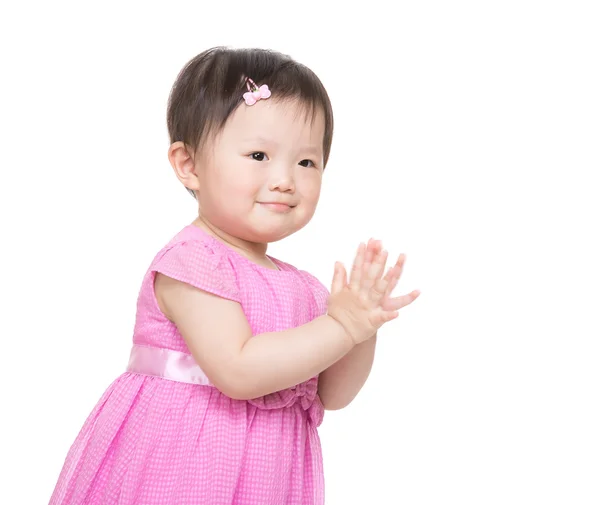 Asijské děvčátko tleskání rukou — Stock fotografie