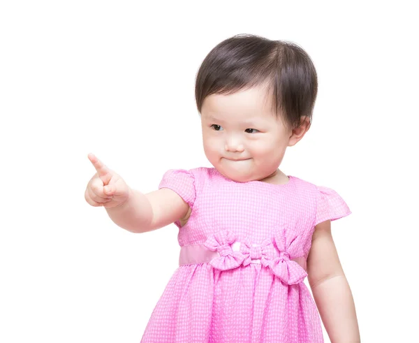 Asian baby girl pointing to you — Stock Photo, Image