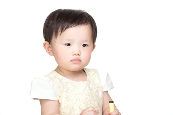 Little girl holding colour pen — Stock Photo, Image