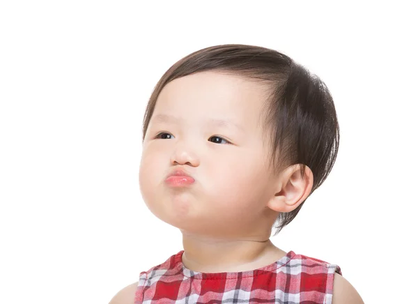 Asiatische Baby Mädchen schmollen Lippe — Stockfoto