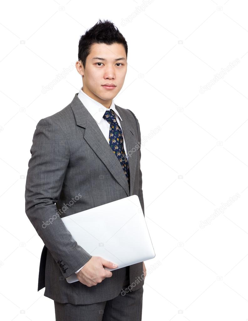 Asian businessman with computer