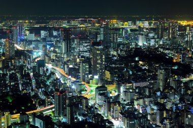 Geceleri Tokyo şehri manzarası