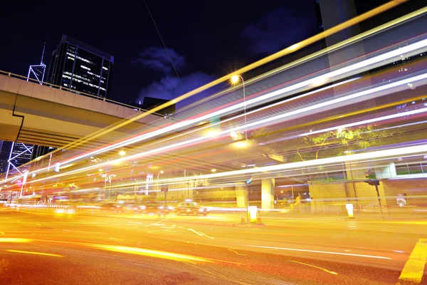 Traffic trail in city — Stock Photo, Image