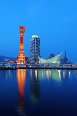 Kobe city at night clipart