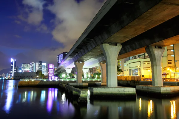 Bottom view of viaduct in city — Stock Photo, Image