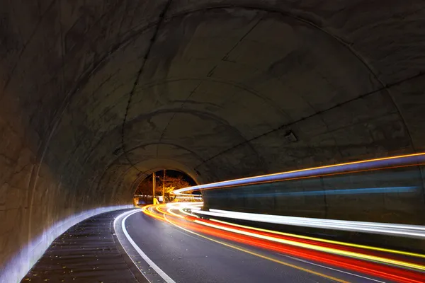 Traffic trail in tunnel — Stock Photo, Image