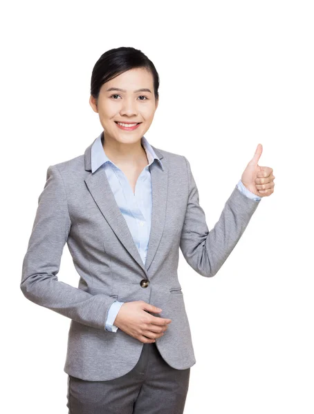 Aziatische zakenvrouw verschijnt duim — Stockfoto