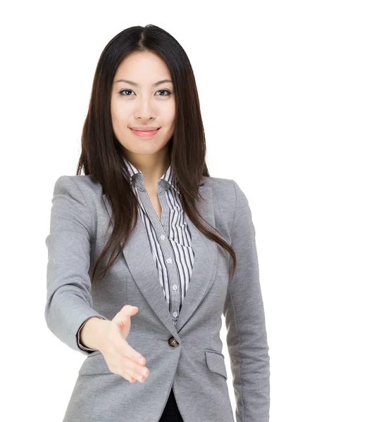 Asian businesswoman give handshake — Stock Photo, Image