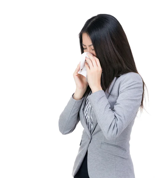 Asian businesswoman sneeze — Stock Photo, Image