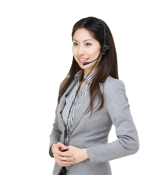Obsługi klienta Azji kobieta patrząc w stronę — Zdjęcie stockowe