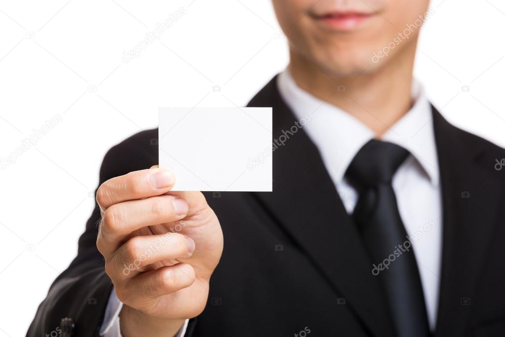 Businessman   showing business card