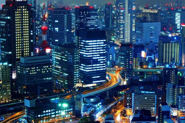 Osaka ciudad por la noche — Foto de Stock