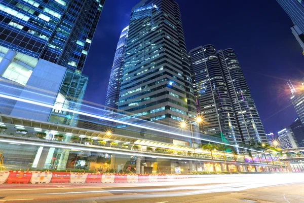 Hong Kong with traffic trail — Stock Photo, Image