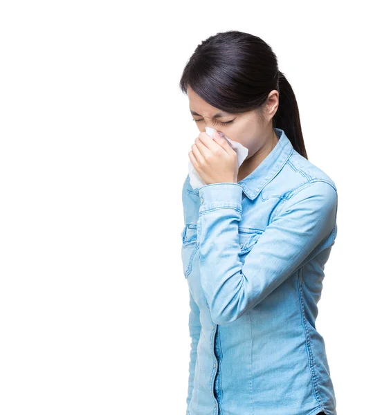Asia mujer estornudo —  Fotos de Stock