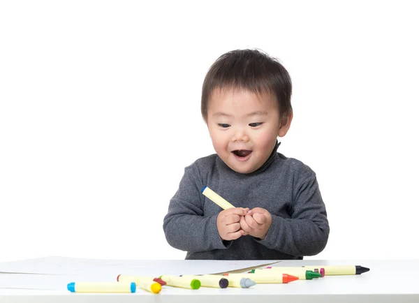 Asian little boy love drawing — Stock Photo, Image