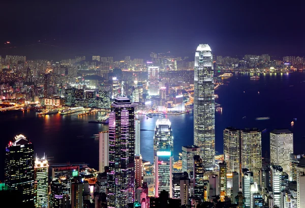 Geceleyin Hong Kong Şehri — Stok fotoğraf