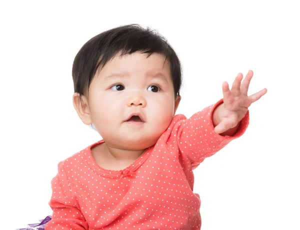 Asian baby girl raised her hand up — Stock Photo, Image