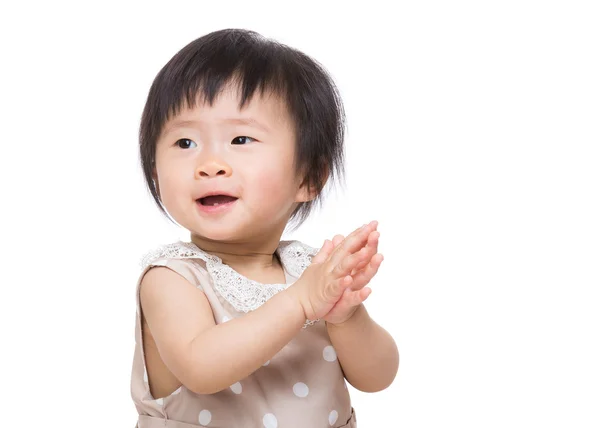 Asian baby girl clapping hand — Stock Photo, Image