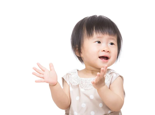 Asian baby girl excited to clap hand — Stock Photo, Image