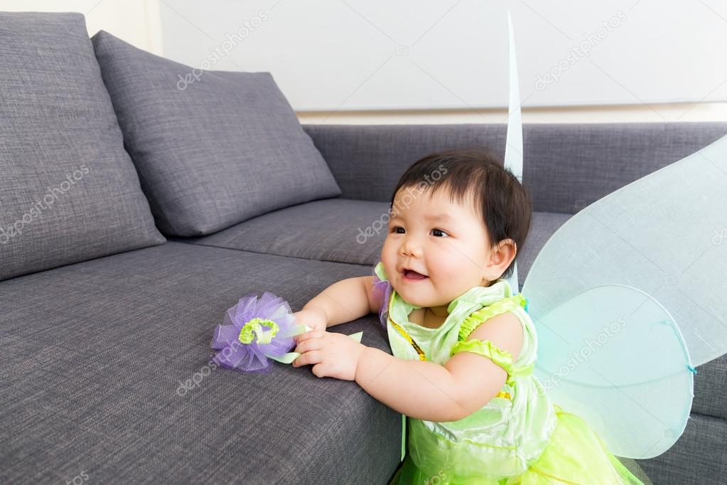 Asian baby girl with halloween party dressing