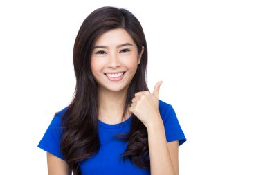 Asian woman showing  thumb up clipart